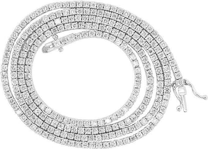 IGI CERTIFIED 14K White Gold 4. Ct Earth Mined Real Diamond Tennis Necklace 16"