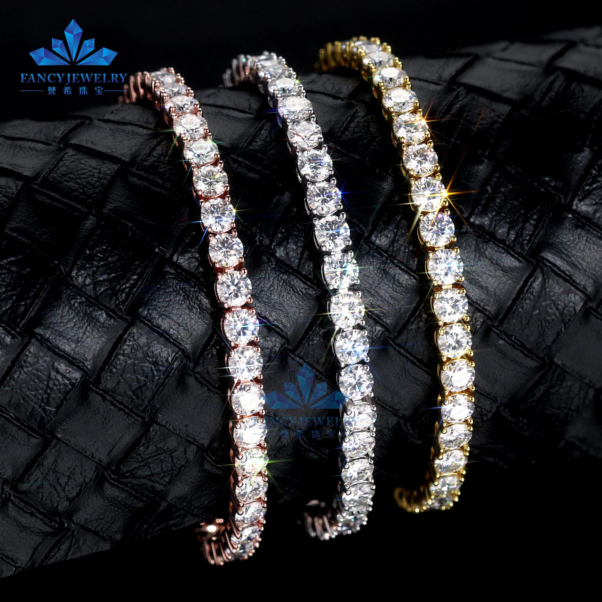 High-End Mossanite Fine Jewelry Vintage Cuban Link Tennis Bracelet 2Mm-4Mm S925 Sterling Silver Gold Plated D VVS Gift