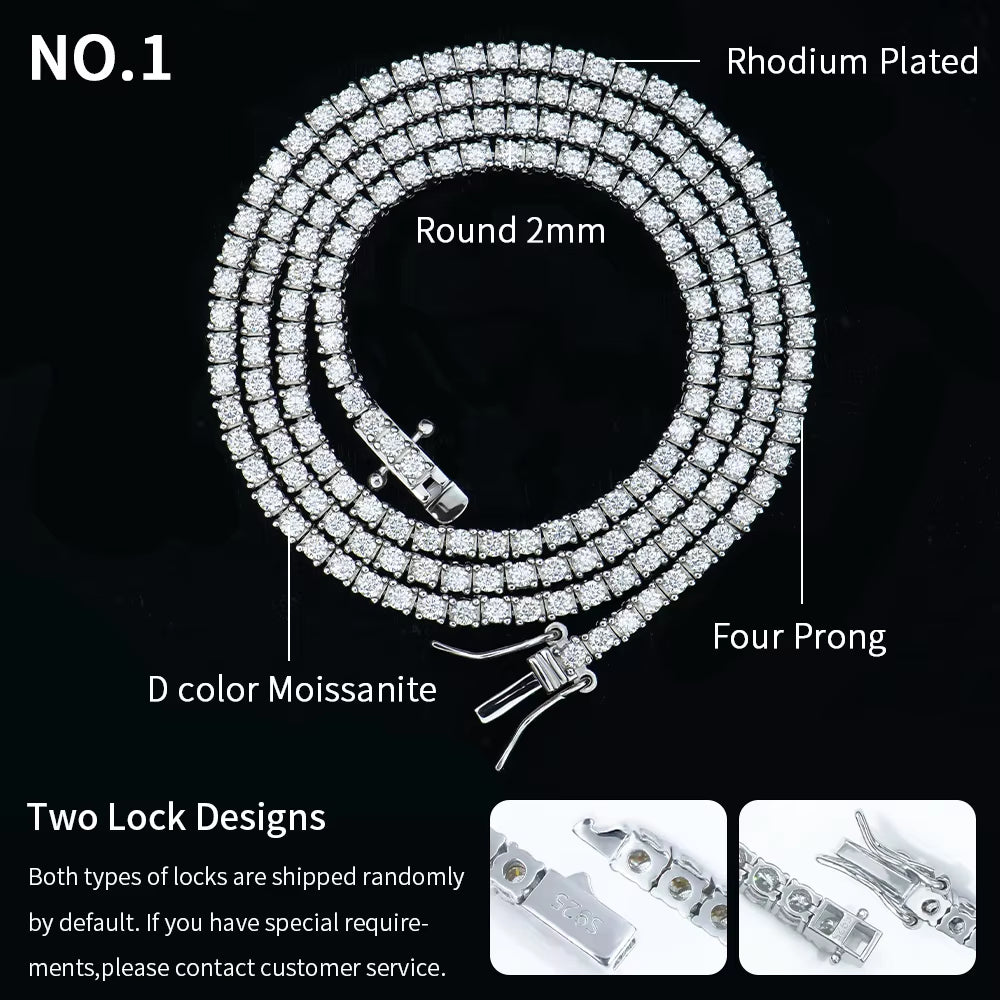 Custom Men Women 2-6Mm 925 Sterling Silver Ice Out Gra Certified Vvs Diamond Mossanite Moissanite Tennis Jewelry Chain Necklace