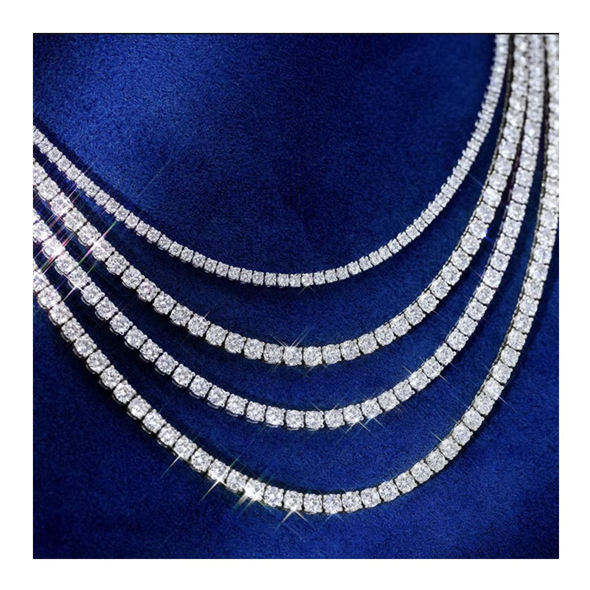 2Mm 3Mm 4Mm 5Mm S925 Solid Sterling Silver Chain White Gold Iced Out VVS Diamond Bracelet Tennis Moissanite Necklace