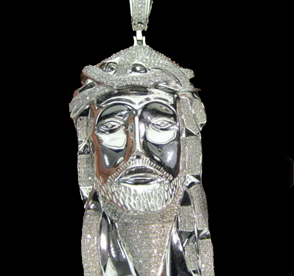 Jesus Head Pendant - 2.50ct Natural Diamond 925 Silver