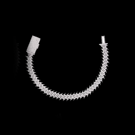 10mm Cuban Link Spike Bracelet - Moissanite